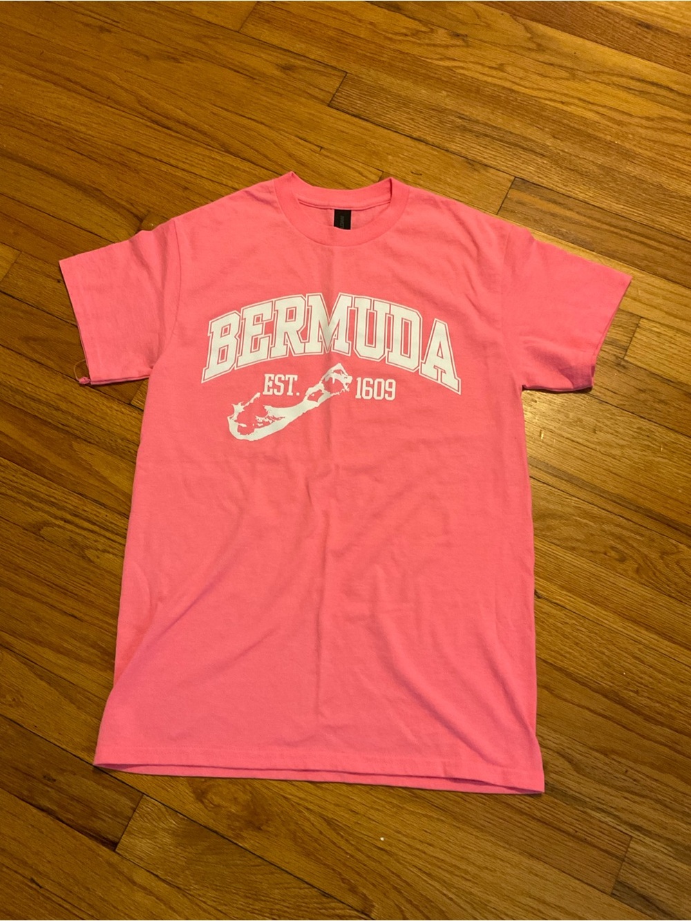 Bermuda Pink Graphic Crewneck T-Shirt adult small